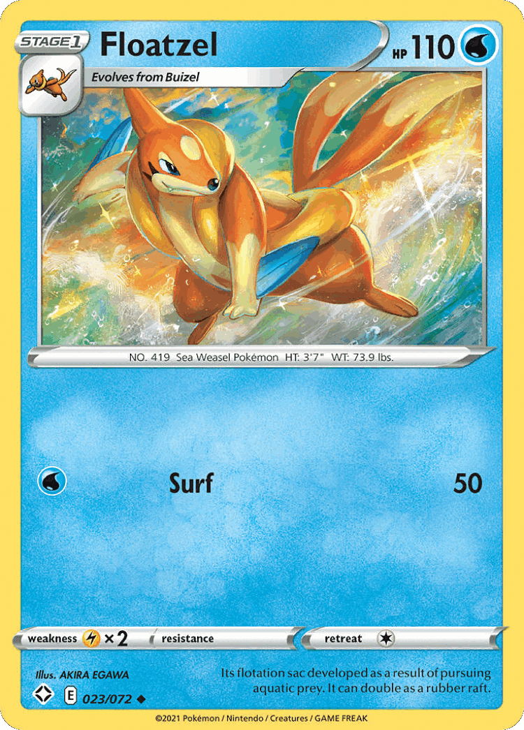 Floatzel #23 from Shining Fates - Uncommon - Illustrated by AKIRA EGAWA