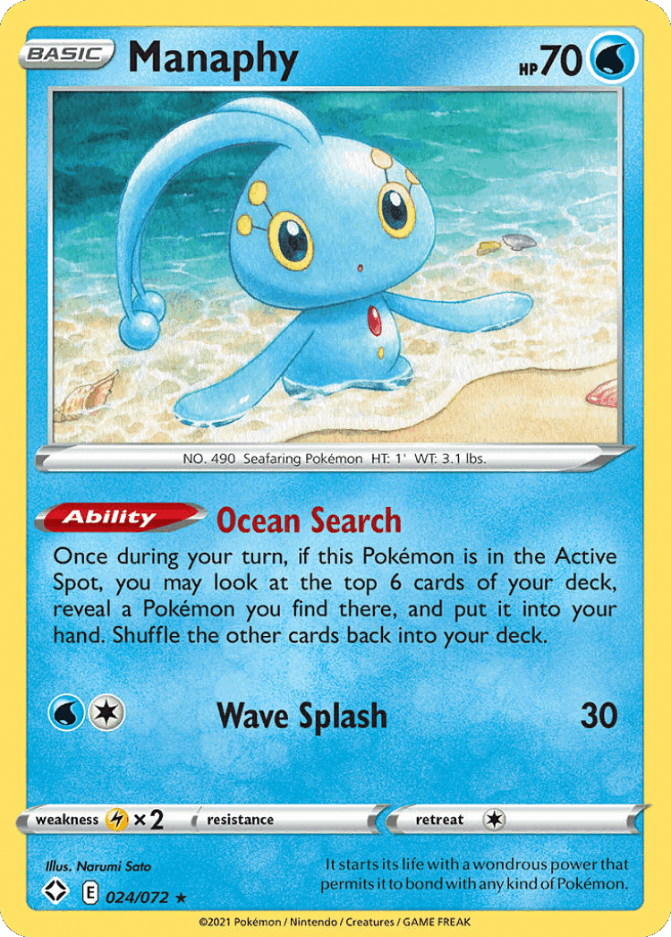 Manaphy #24 from Shining Fates - Rare - Illustrated by Narumi Sato