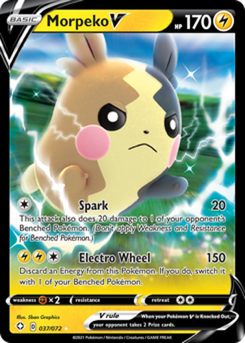 Morpeko V #37 from Shining Fates - Rare Holo V - Illustrated by 5ban Graphics