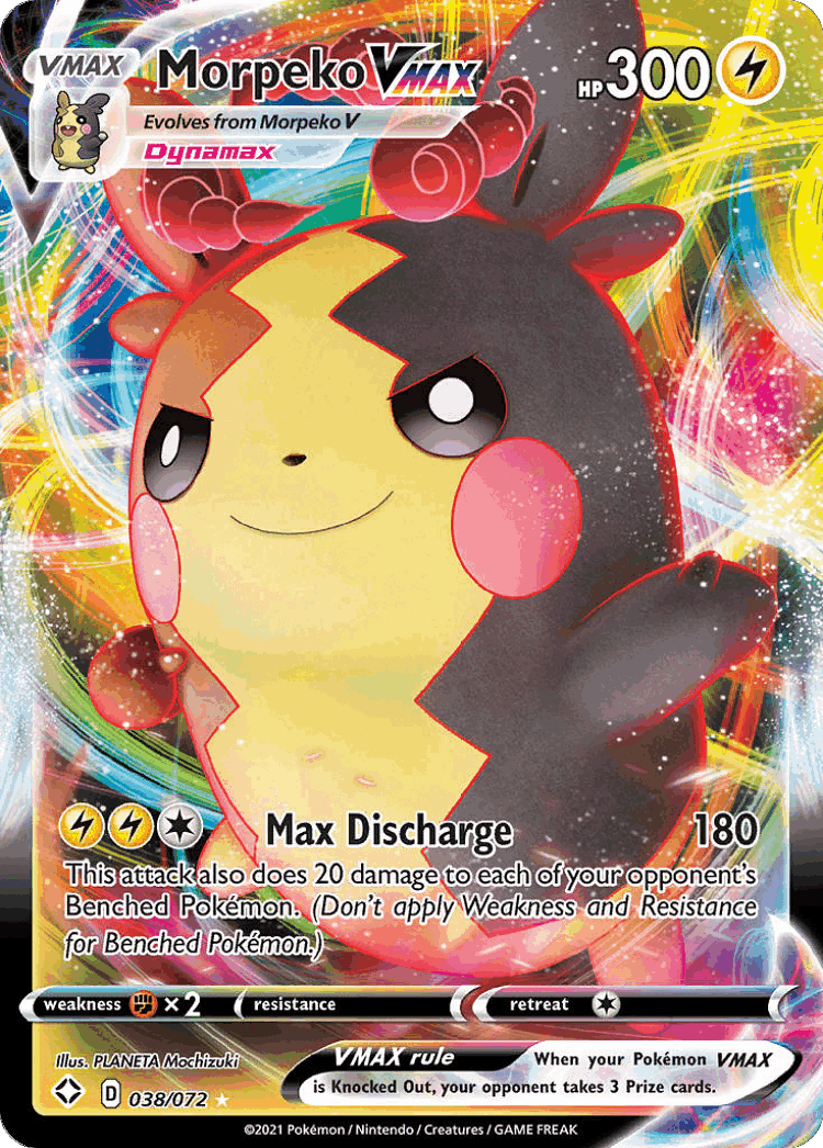 Morpeko VMAX #38 from Shining Fates - Rare Holo VMAX - Illustrated by PLANETA Mochizuki