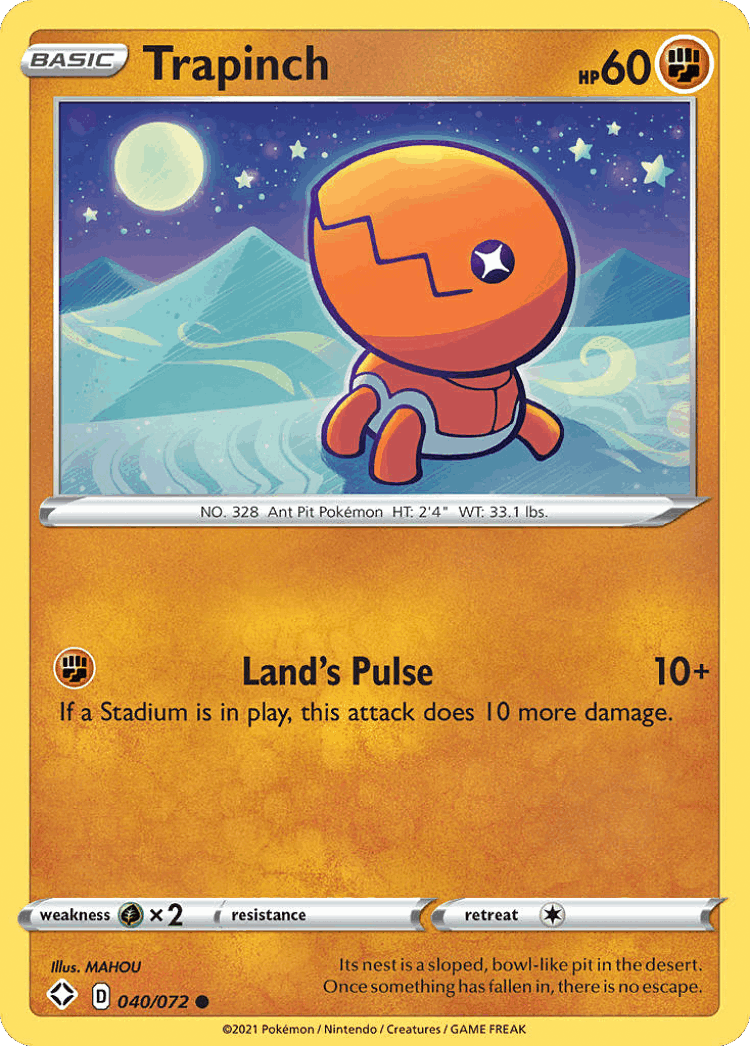 Trapinch #40 from Shining Fates - Common - Illustrated by MAHOU