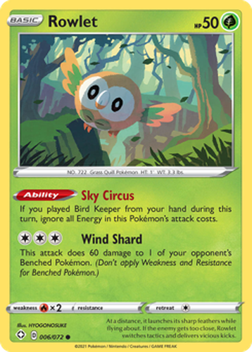 Rowlet Pokémon TCG card art