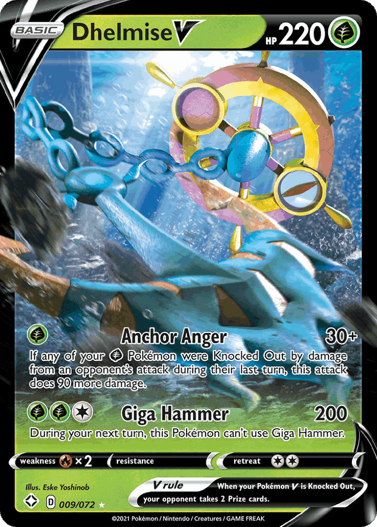 Dhelmise V #9 from Shining Fates - Rare Holo V - Illustrated by Eske Yoshinob