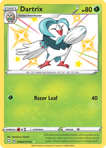 Dartrix #2 from Shining Fates Shiny Vault - Rare Shiny - Illustrated by Masakazu Fukuda