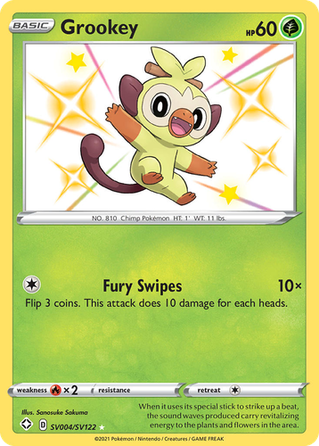 Grookey #4 from Shining Fates Shiny Vault - Rare Shiny - Illustrated by Sanosuke Sakuma
