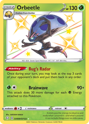 Orbeetle #9 from Shining Fates Shiny Vault - Rare Shiny - Illustrated by SATOSHI NAKAI