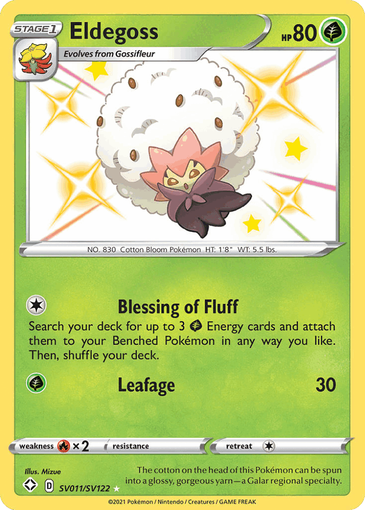 Eldegoss #11 from Shining Fates Shiny Vault - Rare Shiny - Illustrated by Mizue