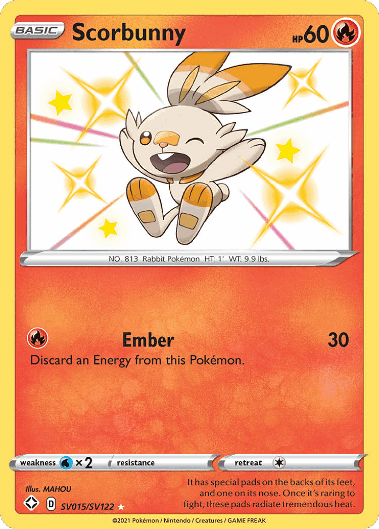 Scorbunny #15 from Shining Fates Shiny Vault - Rare Shiny - Illustrated by MAHOU