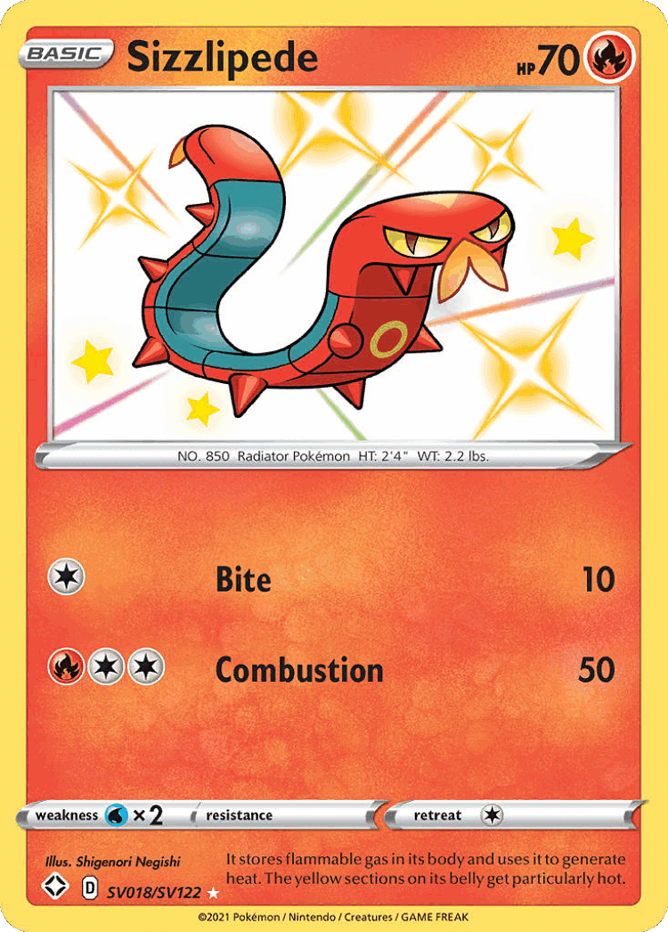 Sizzlipede #18 from Shining Fates Shiny Vault - Rare Shiny - Illustrated by Shigenori Negishi