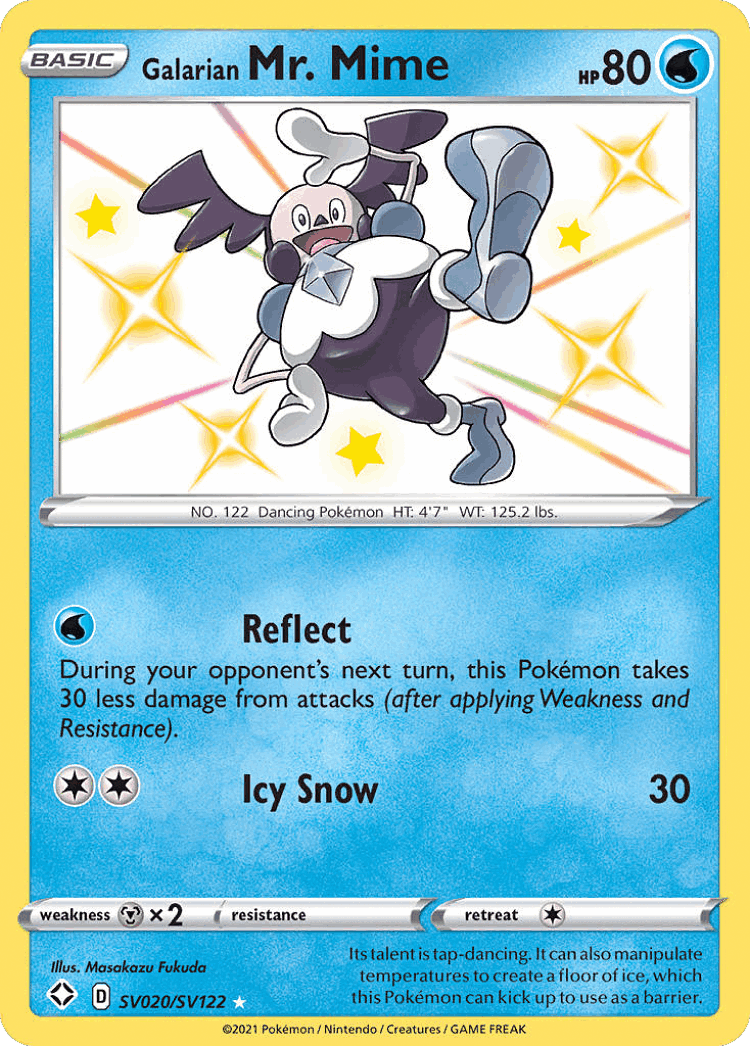 Galarian Mr. Mime #20 from Shining Fates Shiny Vault - Rare Shiny - Illustrated by Masakazu Fukuda