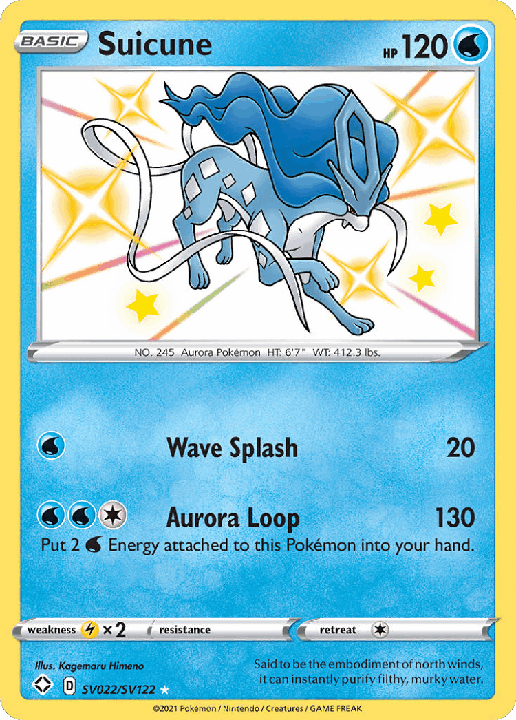 Suicune #22 from Shining Fates Shiny Vault - Rare Shiny - Illustrated by Kagemaru Himeno