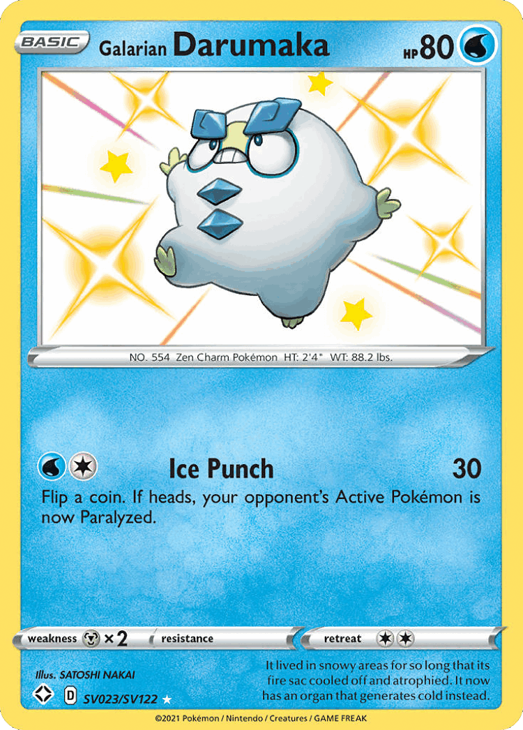 Galarian Darumaka #23 from Shining Fates Shiny Vault - Rare Shiny - Illustrated by SATOSHI NAKAI