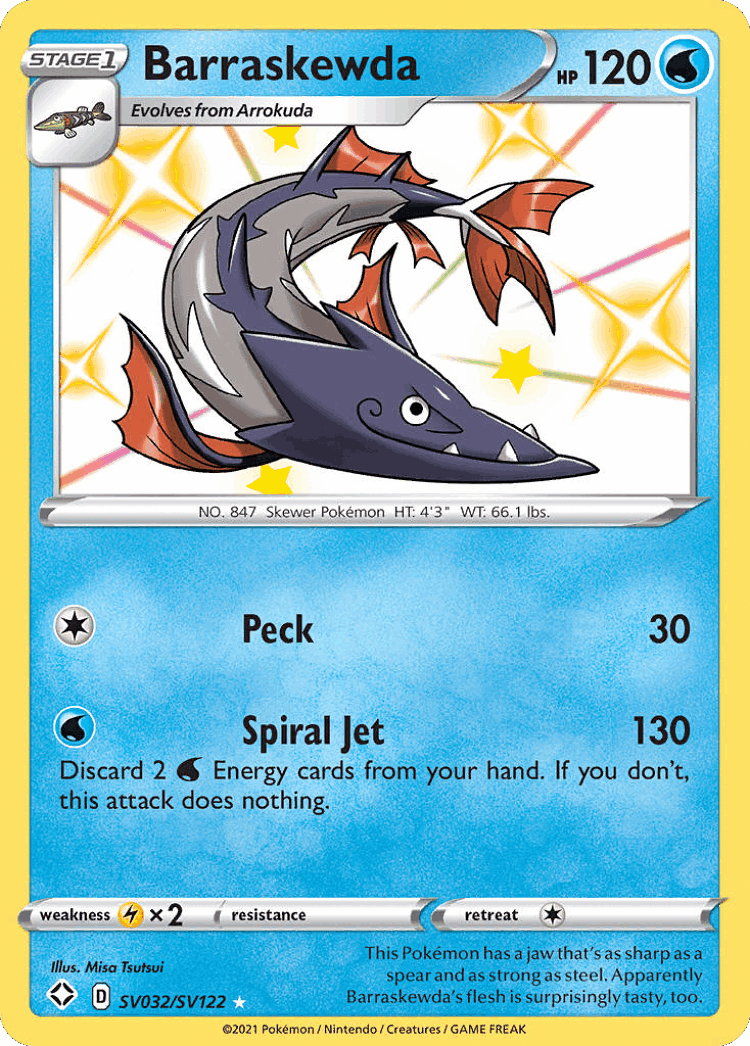 Barraskewda #32 from Shining Fates Shiny Vault - Rare Shiny - Illustrated by Misa Tsutsui