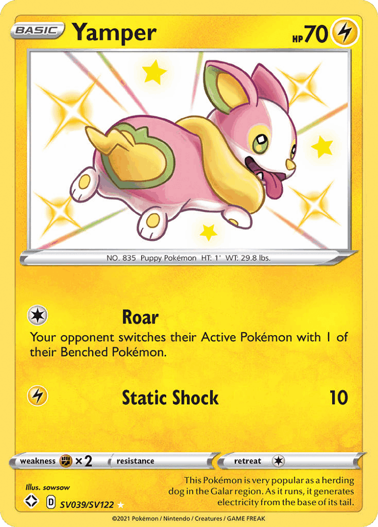 Yamper #39 from Shining Fates Shiny Vault - Rare Shiny - Illustrated by sowsow