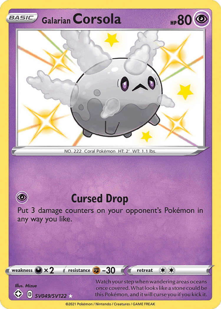 Galarian Corsola #49 from Shining Fates Shiny Vault - Rare Shiny - Illustrated by Mizue