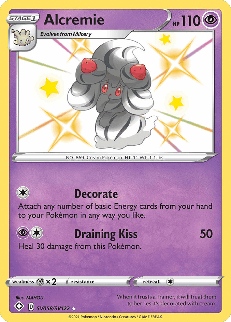 Alcremie #58 from Shining Fates Shiny Vault - Rare Shiny - Illustrated by MAHOU