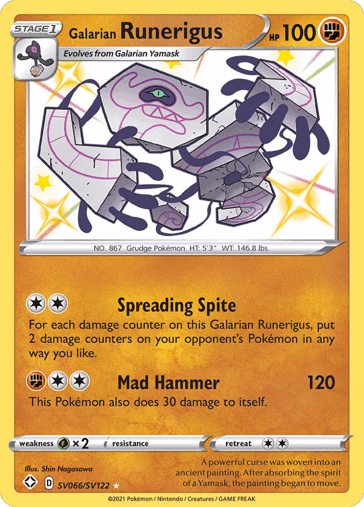 Galarian Runerigus #66 from Shining Fates Shiny Vault - Rare Shiny - Illustrated by Shin Nagasawa