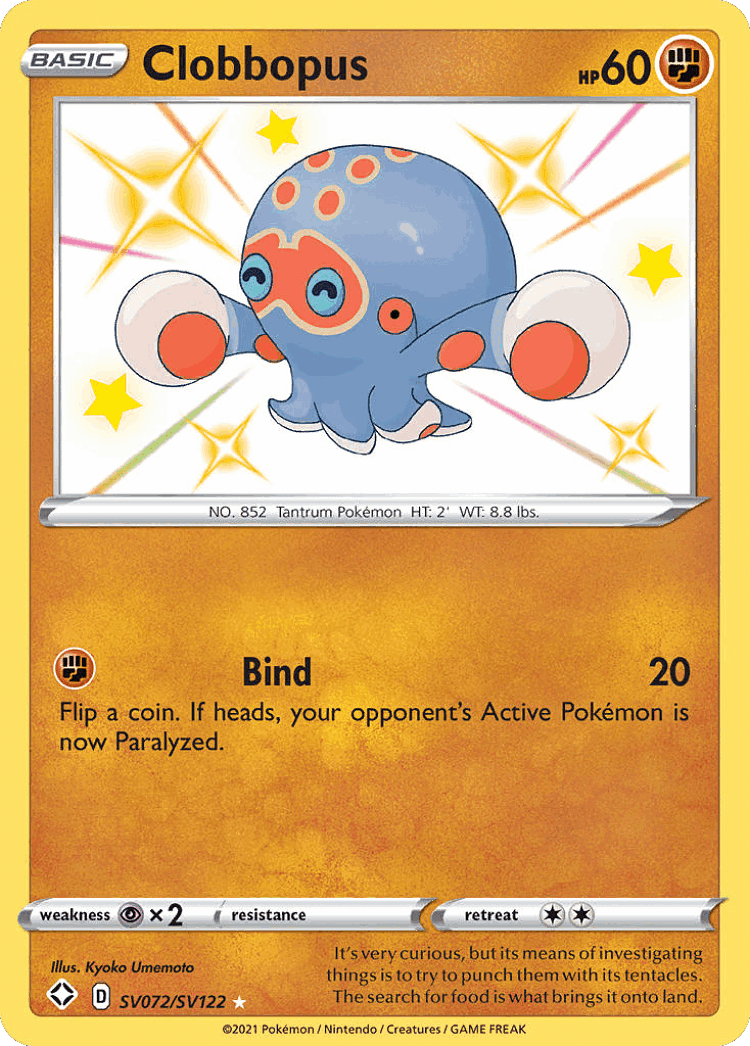 Clobbopus #72 from Shining Fates Shiny Vault - Rare Shiny - Illustrated by Kyoko Umemoto