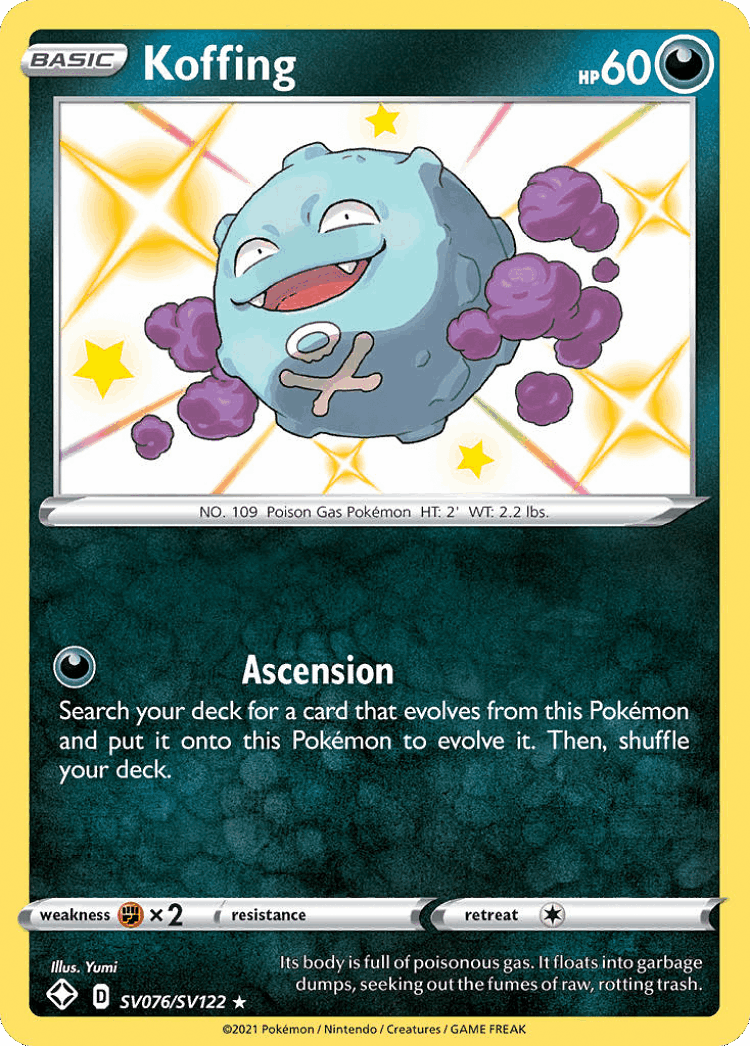 Koffing #76 from Shining Fates Shiny Vault - Rare Shiny - Illustrated by Yumi