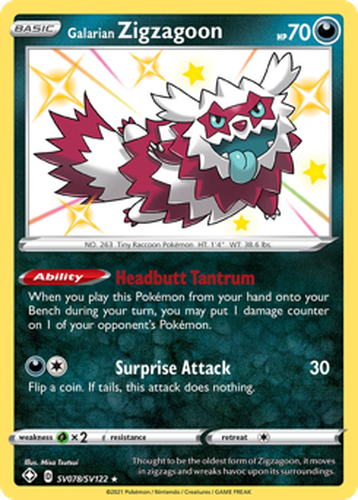Galarian Zigzagoon 78, Shining Fates Shiny Vault