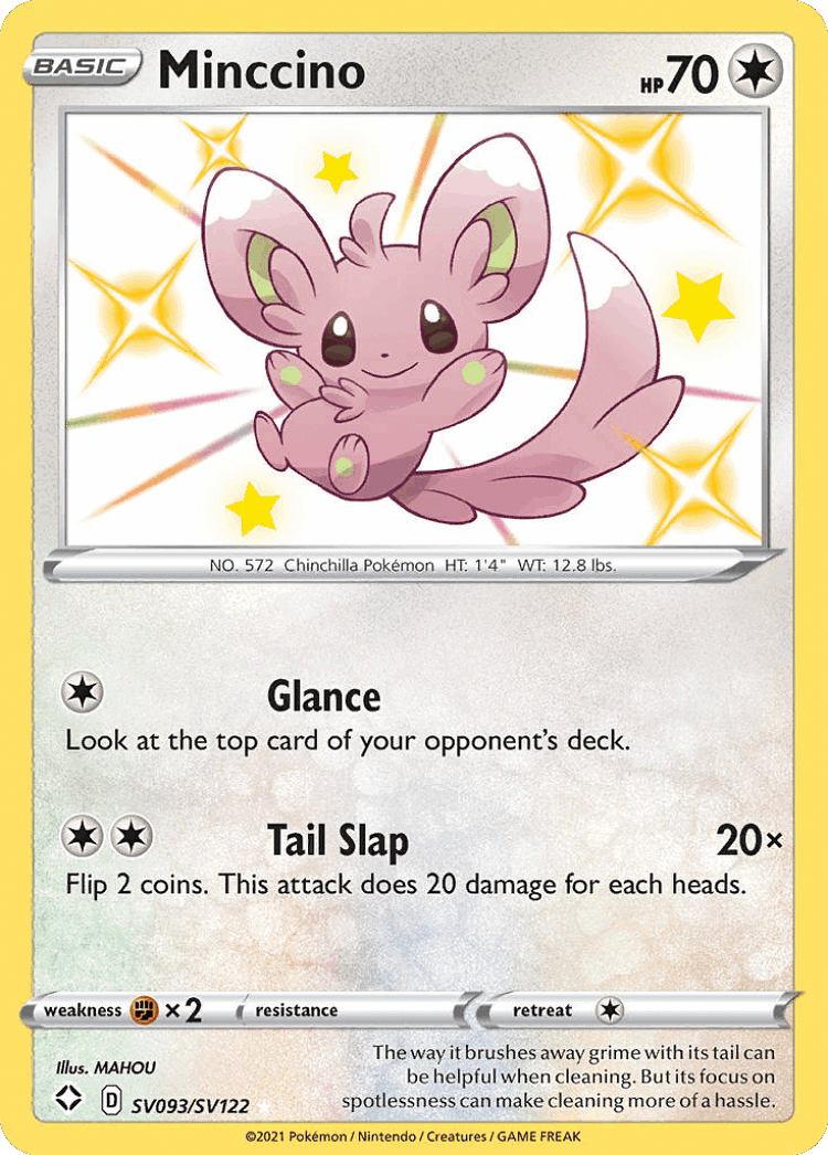 Minccino #93 from Shining Fates Shiny Vault - Rare Shiny - Illustrated by MAHOU
