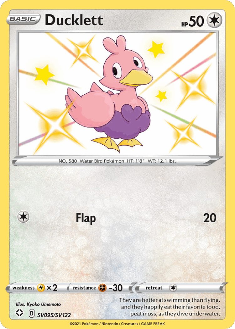 Ducklett #95 from Shining Fates Shiny Vault - Rare Shiny - Illustrated by Kyoko Umemoto