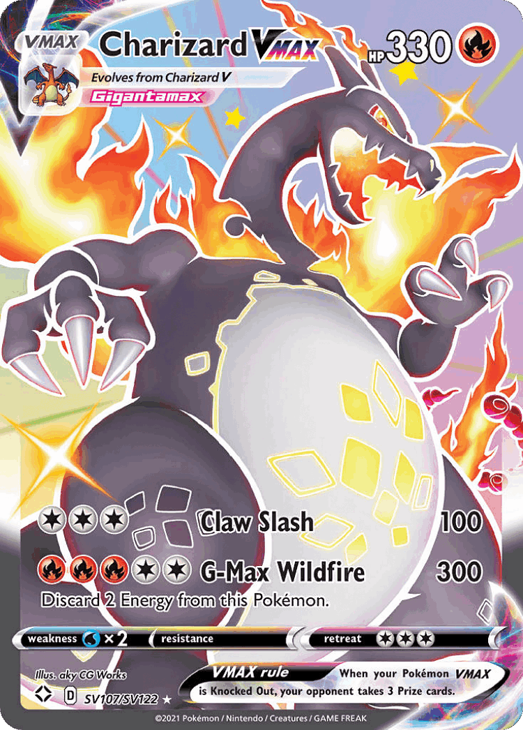 Charizard VMAX #107 from Shining Fates Shiny Vault - Rare Holo VMAX - Illustrated by aky CG Works