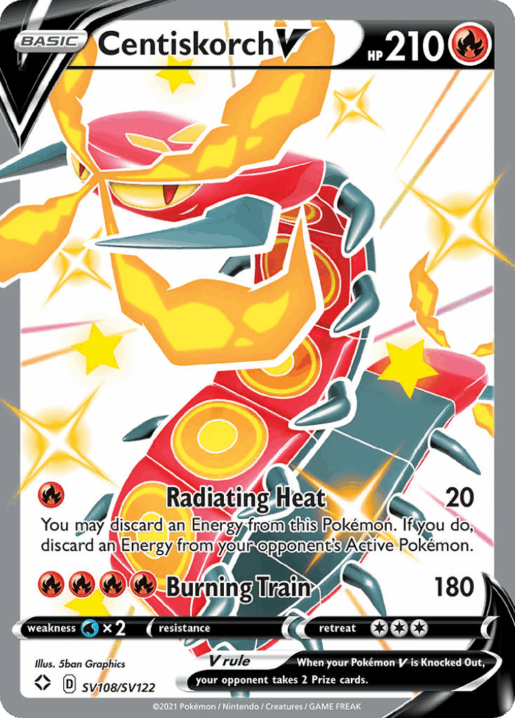 Centiskorch V #108 from Shining Fates Shiny Vault - Rare Holo V - Illustrated by 5ban Graphics