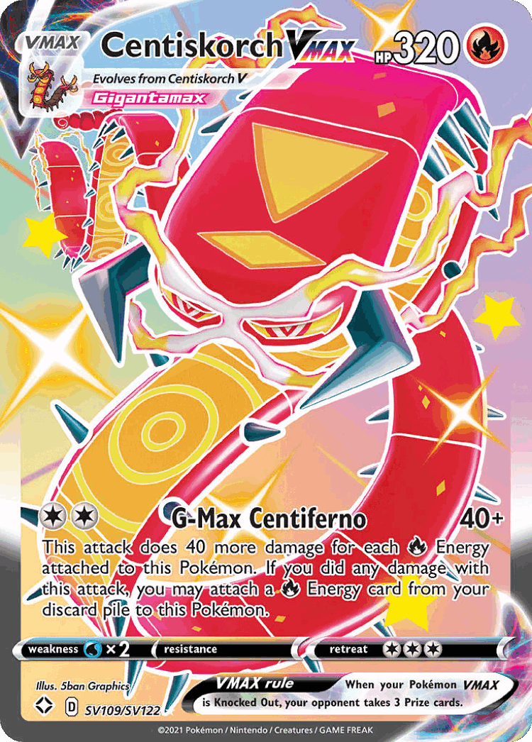Centiskorch VMAX #109 from Shining Fates Shiny Vault - Rare Holo VMAX - Illustrated by 5ban Graphics