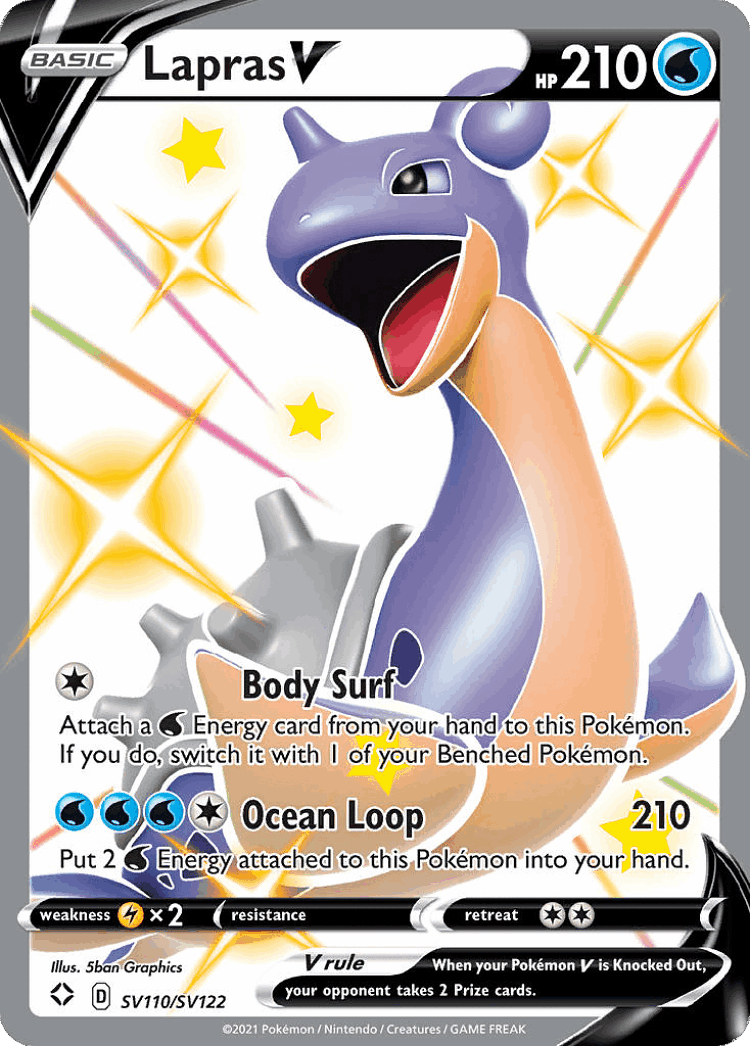 Lapras V #110 from Shining Fates Shiny Vault - Rare Holo V - Illustrated by 5ban Graphics