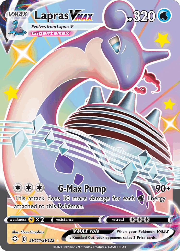 Lapras VMAX #111 from Shining Fates Shiny Vault - Rare Holo VMAX - Illustrated by 5ban Graphics