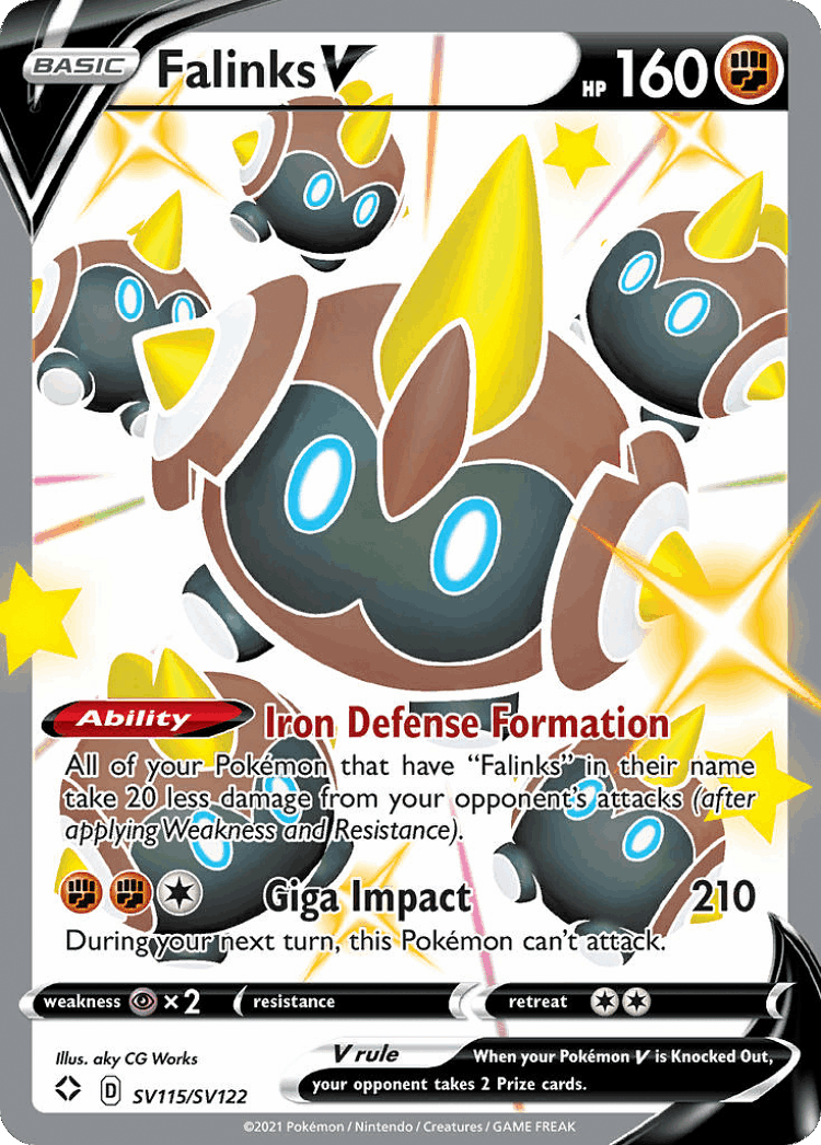 Falinks V #115 from Shining Fates Shiny Vault - Rare Holo V - Illustrated by aky CG Works