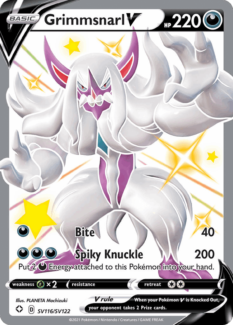 Grimmsnarl V #116 from Shining Fates Shiny Vault - Rare Holo V - Illustrated by PLANETA Mochizuki