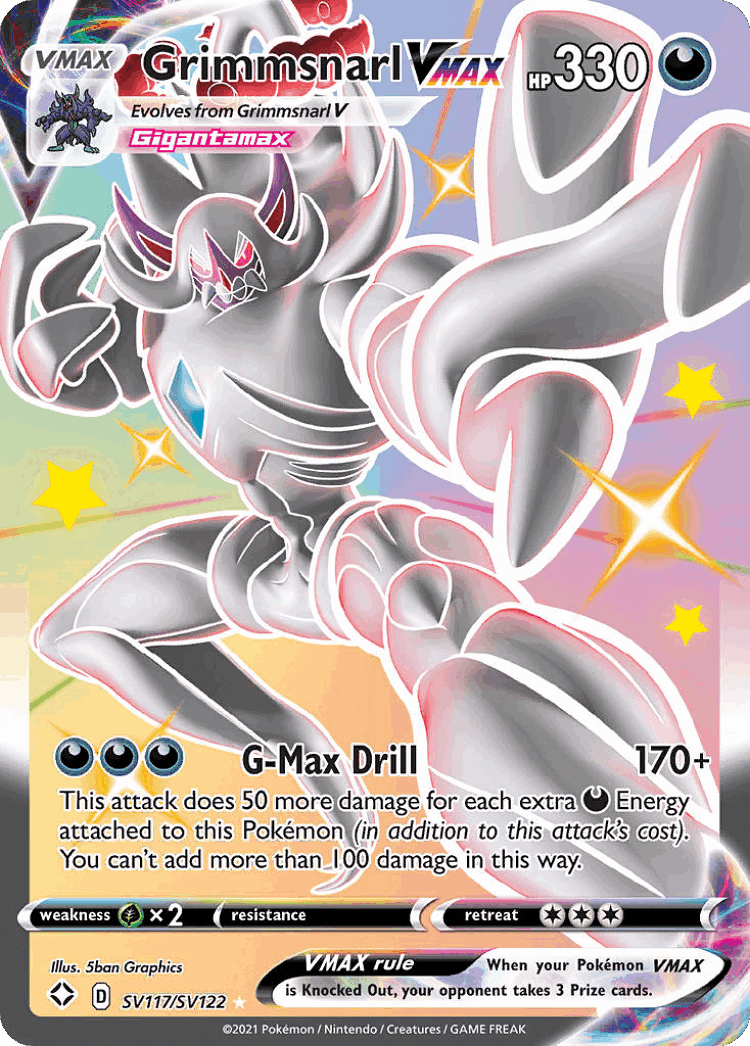 Grimmsnarl VMAX #117 from Shining Fates Shiny Vault - Rare Holo VMAX - Illustrated by 5ban Graphics