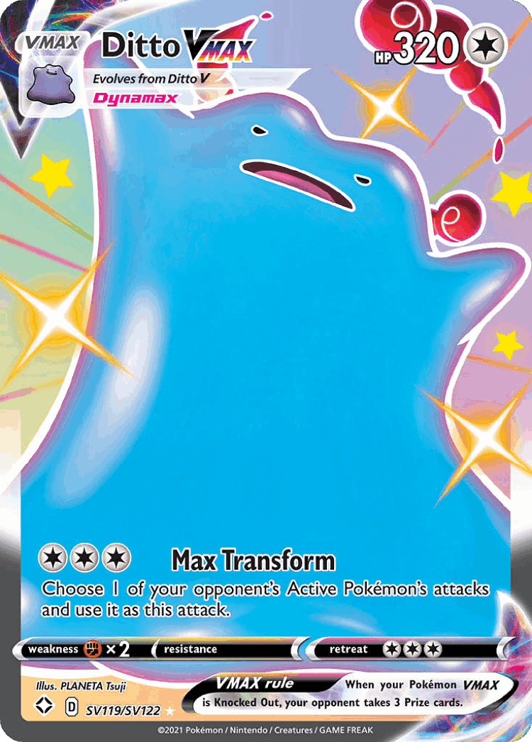 Ditto VMAX #119 from Shining Fates Shiny Vault - Rare Holo VMAX - Illustrated by PLANETA Tsuji