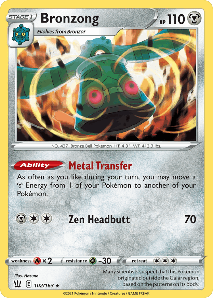 Bronzong #102 from Battle Styles - Rare Holo - Illustrated by Hasuno