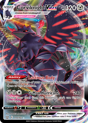Corviknight VMAX #110 from Battle Styles - Rare Holo VMAX - Illustrated by PLANETA Mochizuki