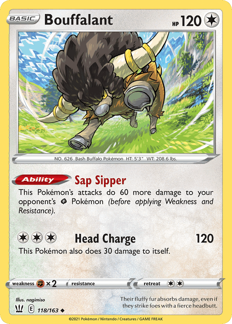 Bouffalant #118 from Battle Styles - Uncommon - Illustrated by nagimiso