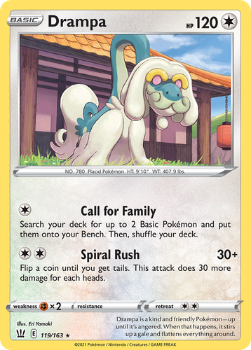 Drampa #119 from Battle Styles - Rare - Illustrated by Eri Yamaki