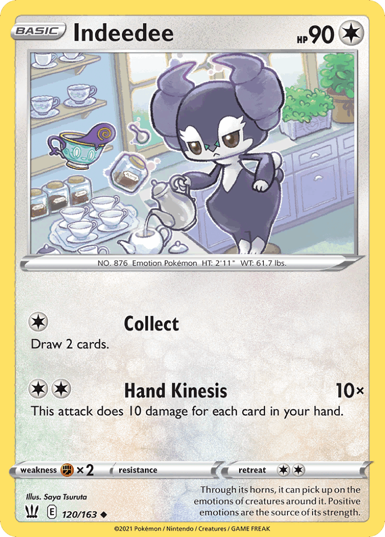 Indeedee #120 from Battle Styles - Uncommon - Illustrated by Saya Tsuruta