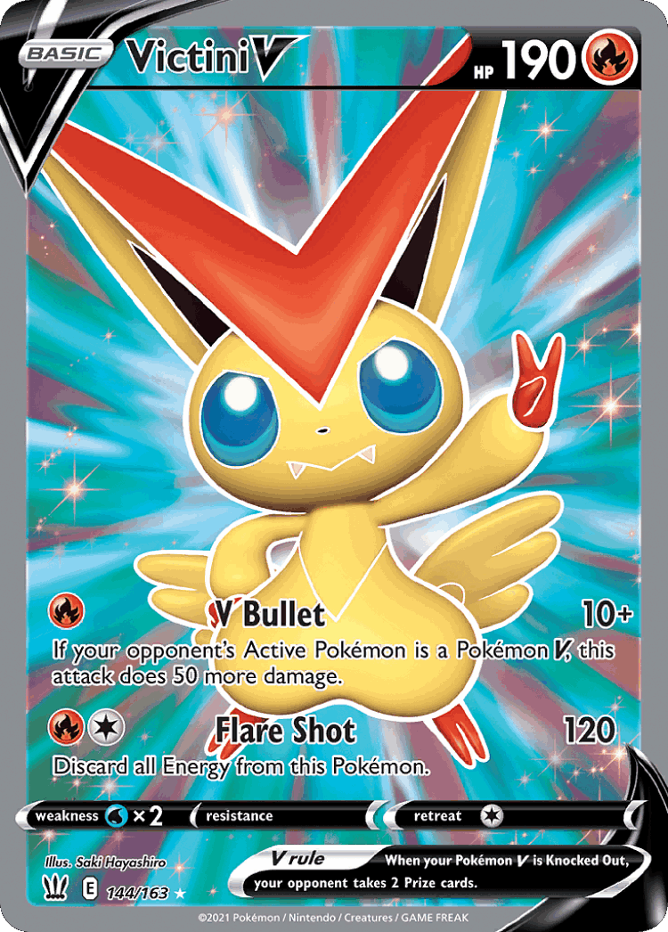 Victini V #144 from Battle Styles - Rare Ultra - Illustrated by Saki Hayashiro