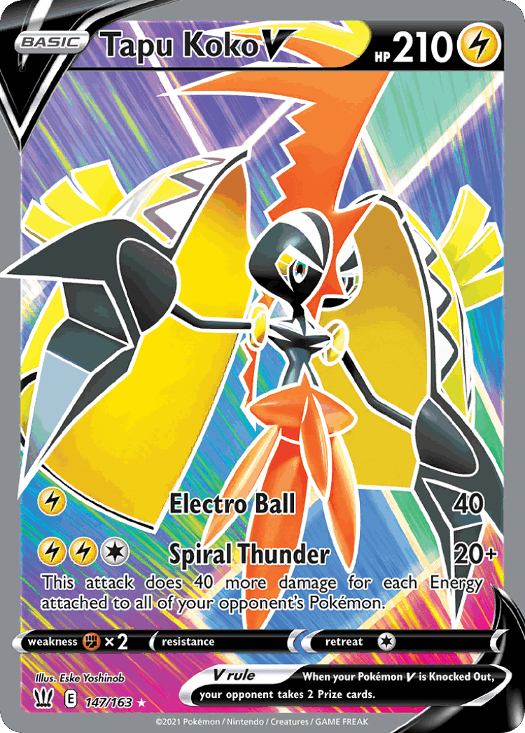Tapu Koko V #147 from Battle Styles - Rare Ultra - Illustrated by Eske Yoshinob