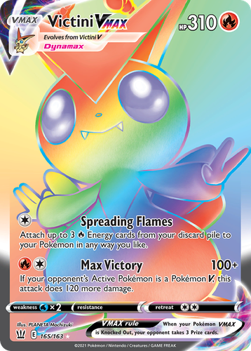 Victini VMAX #165 from Battle Styles - Rare Rainbow - Illustrated by PLANETA Mochizuki