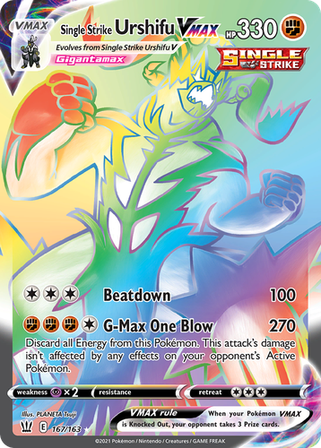 Single Strike Urshifu VMAX #167 from Battle Styles - Rare Rainbow - Illustrated by PLANETA Tsuji