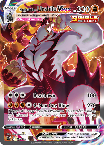 Single Strike Urshifu VMAX #168 from Battle Styles - Rare Rainbow - Illustrated by Kinu Nishimura
