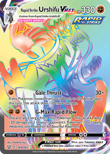 Rapid Strike Urshifu VMAX #169 from Battle Styles - Rare Rainbow - Illustrated by PLANETA Tsuji