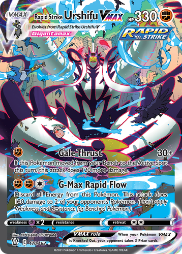 Rapid Strike Urshifu VMAX #170 from Battle Styles - Rare Rainbow - Illustrated by KIYOTAKA OSHIYAMA