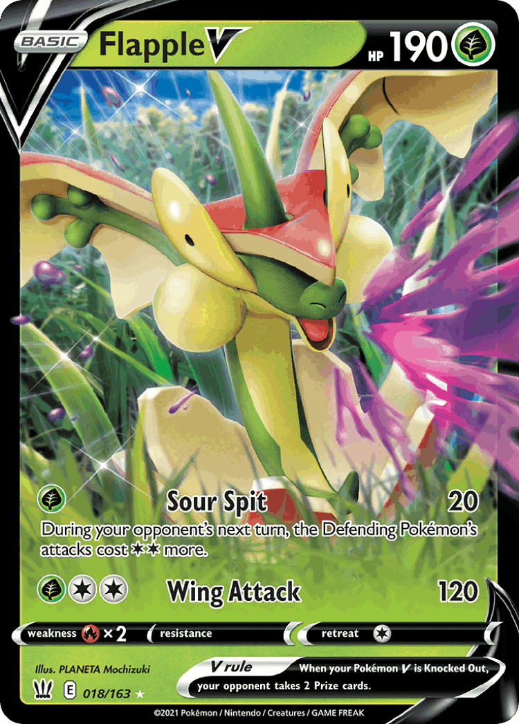 Flapple V #18 from Battle Styles - Rare Holo V - Illustrated by PLANETA Mochizuki