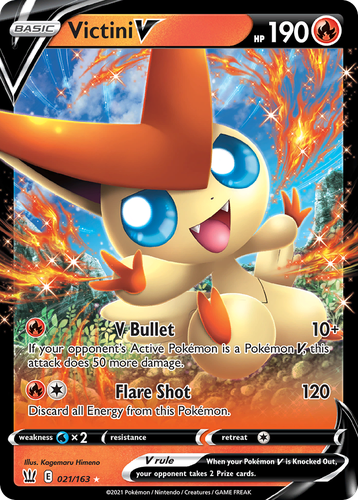 Victini V #21 from Battle Styles - Rare Holo V - Illustrated by Kagemaru Himeno