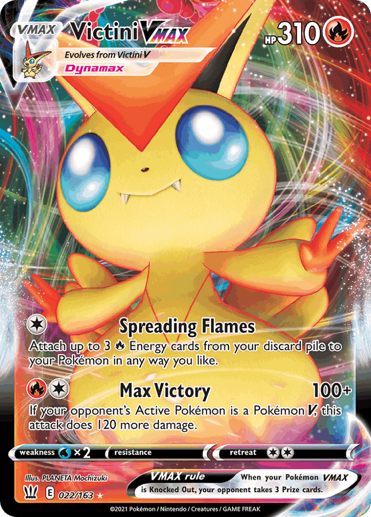Victini VMAX #22 from Battle Styles - Rare Holo VMAX - Illustrated by PLANETA Mochizuki